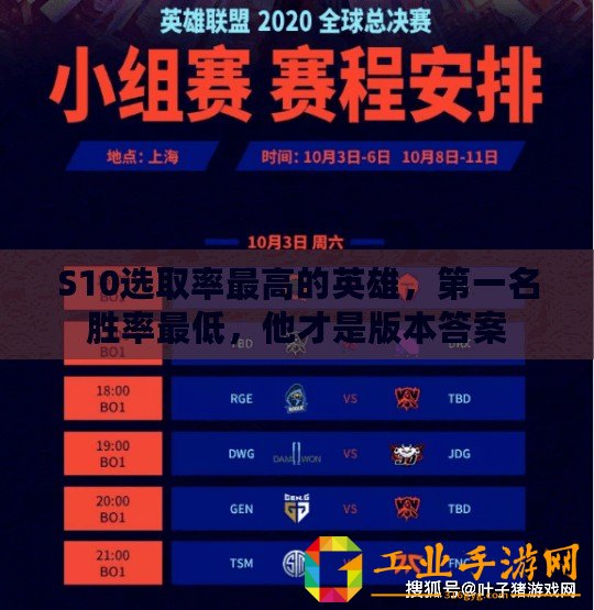 S10選取率最高的英雄，第一名勝率最低，他才是版本答案